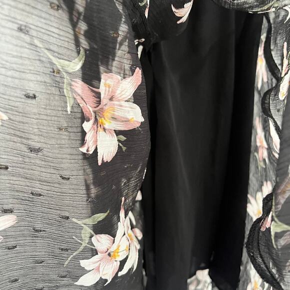 Miss Selfridge Chiffon Floral Print Ruffled Asymmetric Dress Black Womens Size 4 - Picture 5 of 8